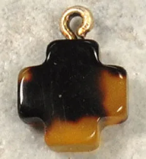 12mm Italian Tortoise Cross Pendant, vintage lucite, pack 2