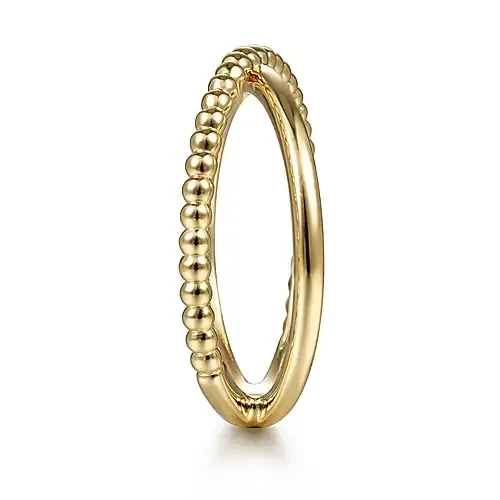 14K Yellow Gold Bujukan Bead Criss Cross Ring