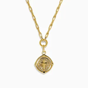 14K Yellow Gold Cross Pendant Chain Necklace