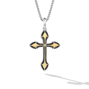 27.5MM GOTHIC CROSS AMULET ENHANCER SIL/18K