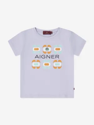 Aigner Girls Logo T-Shirt in Purple