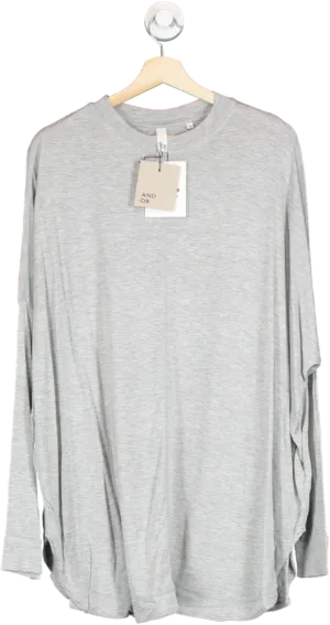 AND/OR Grey Viscose Orla Long Sleeve Top UK 18