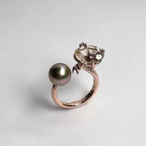 ANSWER B. by Bianca Chong - Morganite and Tahitian Pearl Ring