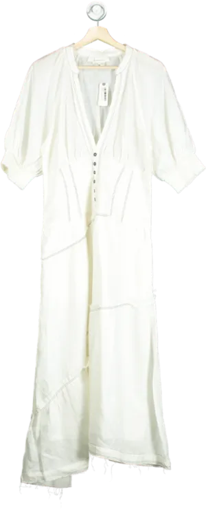 Anthropologie White Linen Maxi Dress UK M