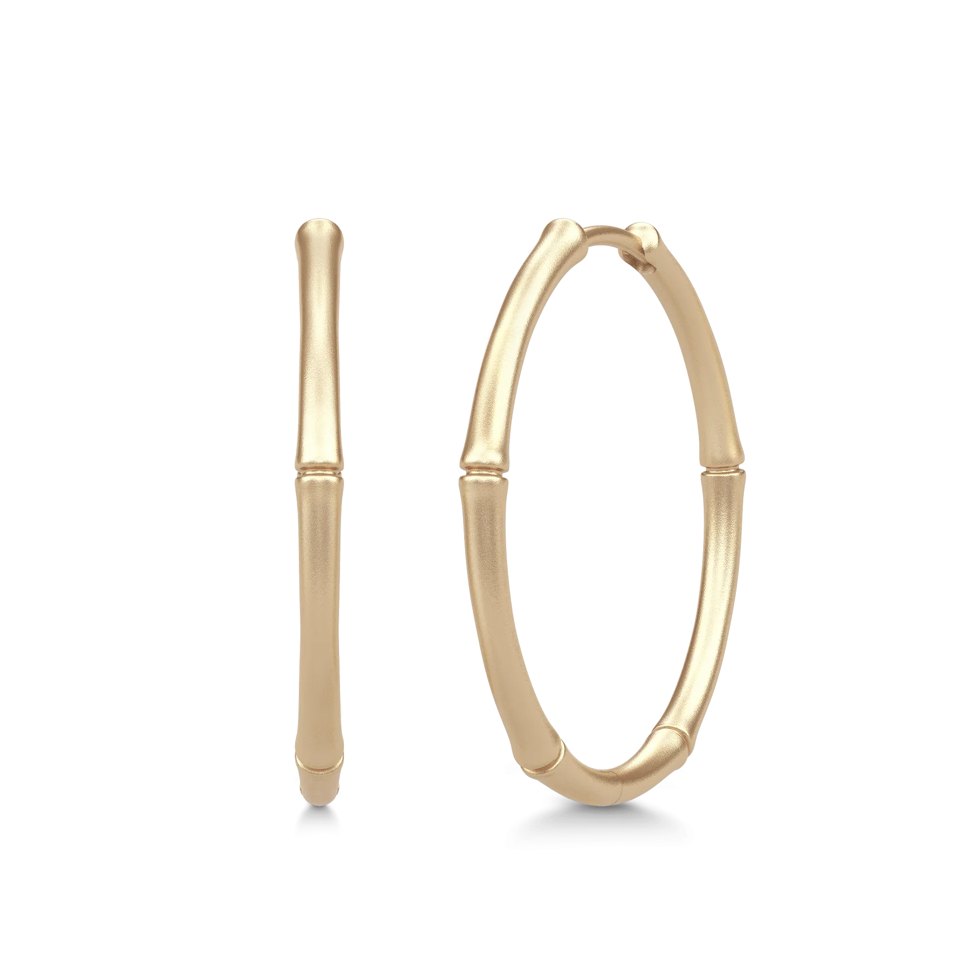 Bamboo Medium 14K Gold Hoops