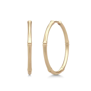 Bamboo Medium 14K Gold Hoops