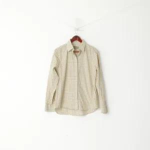 Barbour Women 12 38 M Casual Shirt Yellow Check Long Sleeve Tattersall Cotton Top