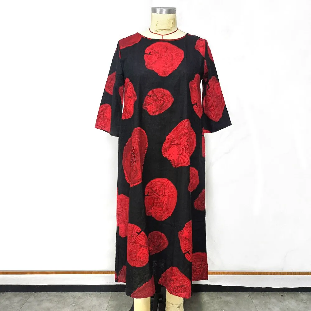 BerriesJam - 2024 Print Three Quarter Oversized Casual Long Dress