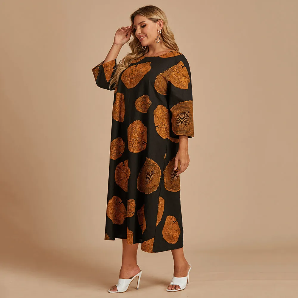 BerriesJam - 2024 Print Three Quarter Oversized Casual Long Dress