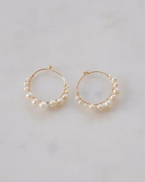 Bubble Pearl Hoop Earrings