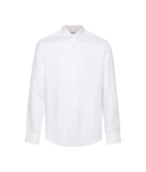 Casual-fit shirt in linen-blend twill - White