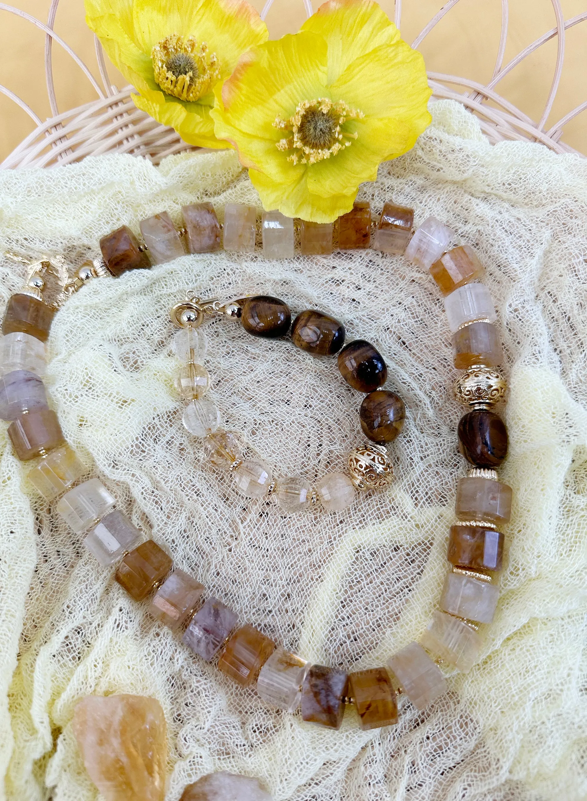 Citrine With Tiger Eye Stones Bracelet JB005