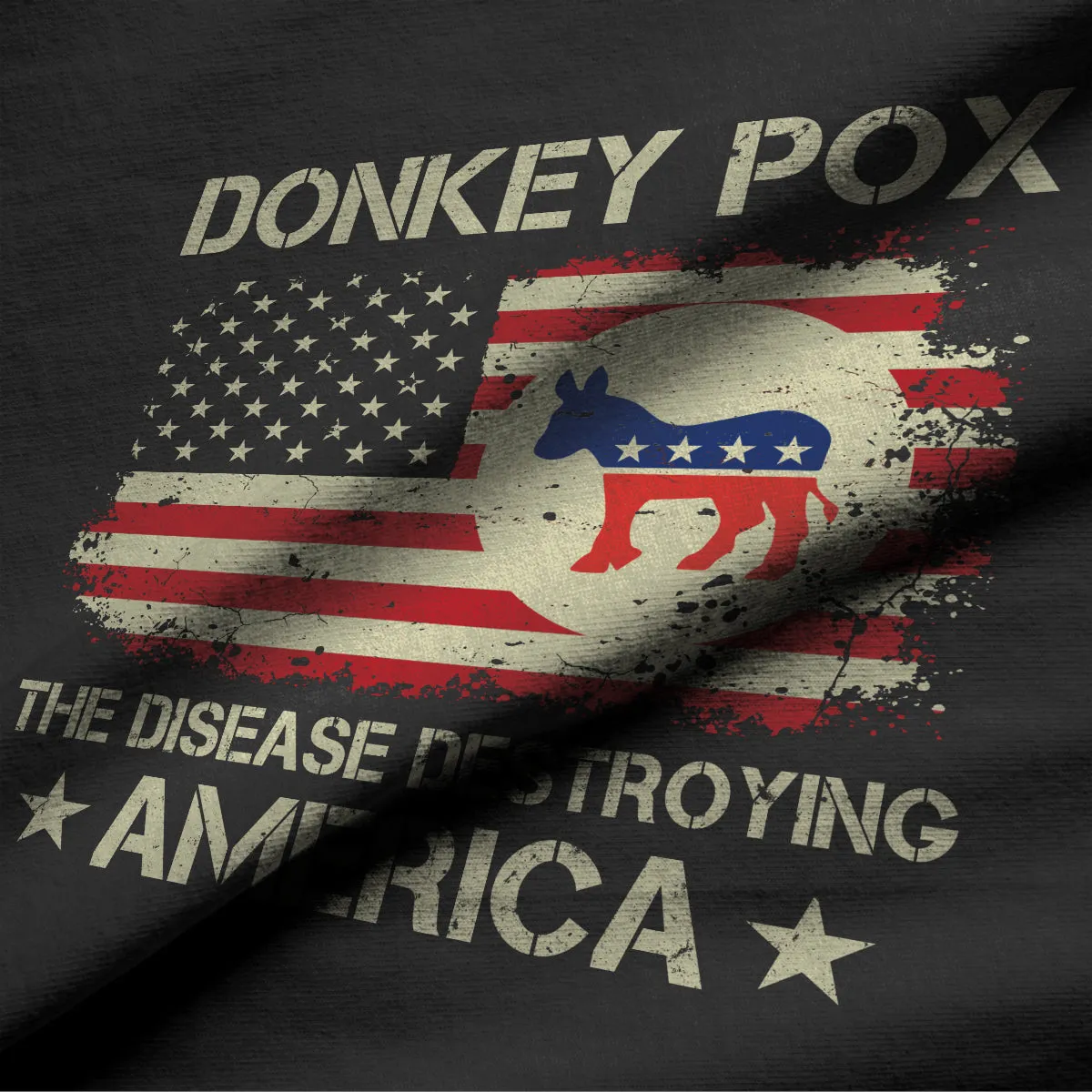 DONKEY POX THE DISEASE DESTROYING AMERICA 100% COTTON RAGLAN GRAPHIC TEE