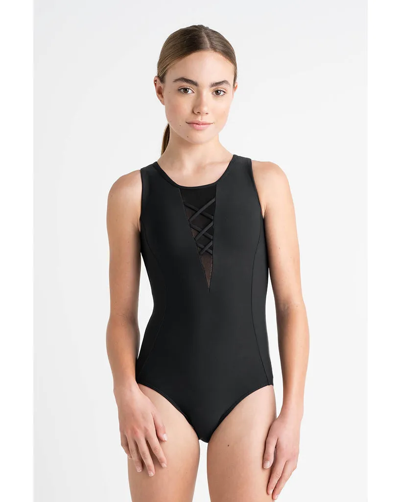 Every Turn Foundation Mesh Cross Detail Tank Leotard - Girls