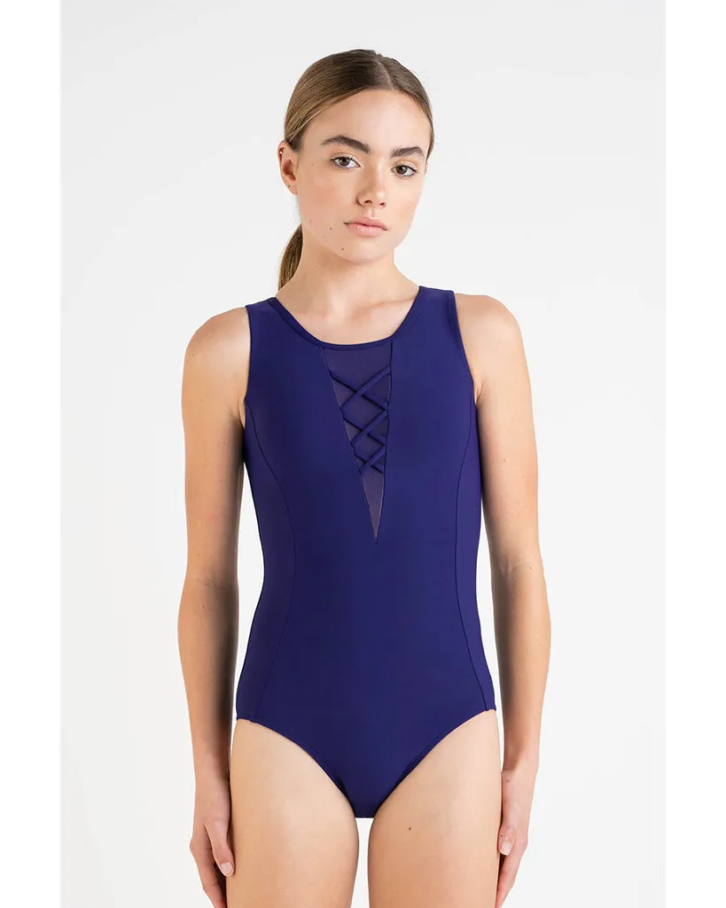 Every Turn Foundation Mesh Cross Detail Tank Leotard - Girls