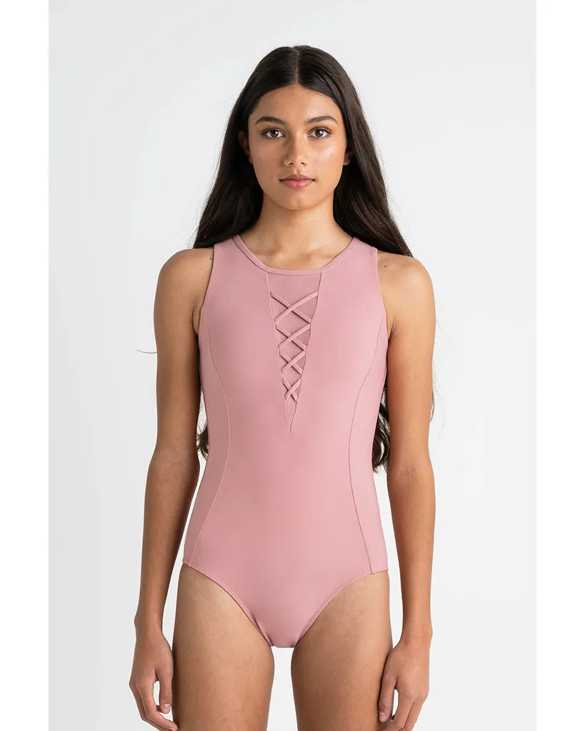 Every Turn Foundation Mesh Cross Detail Tank Leotard - Girls