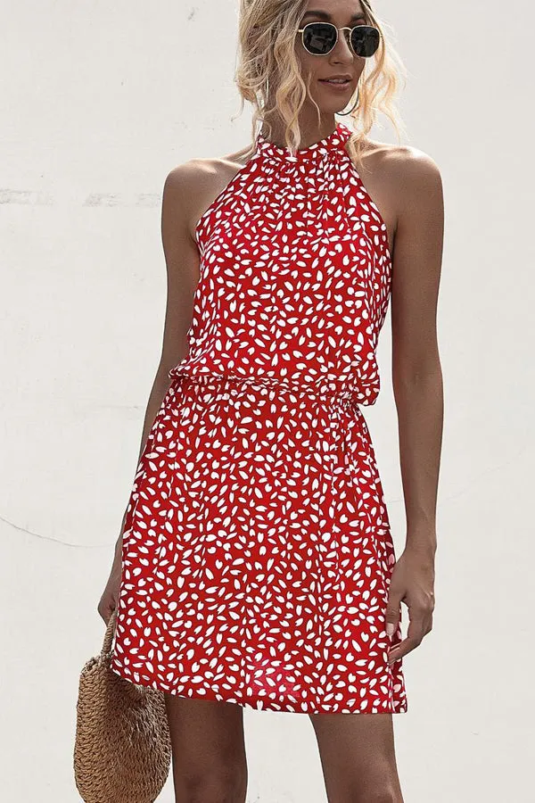 Flower Halter Neck A Modern Style Solid Casual Dress