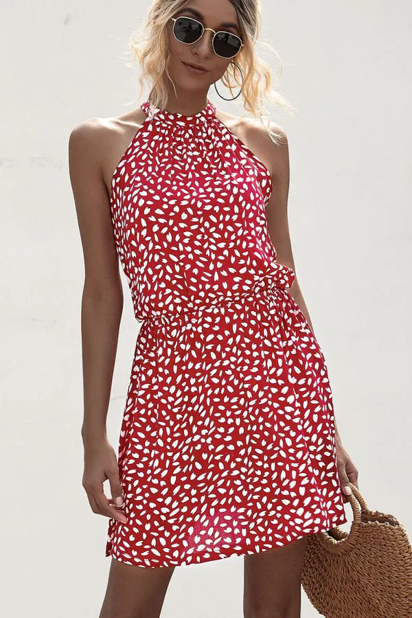 Flower Halter Neck A Modern Style Solid Casual Dress