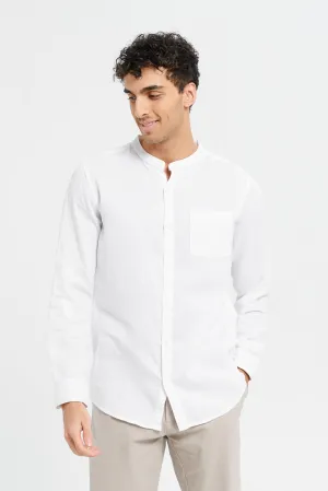 Men White Solid Casual Shirt