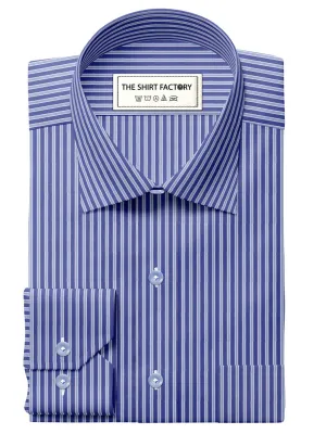 Men's Premium Cotton Striped Shirt - Blue (1308)