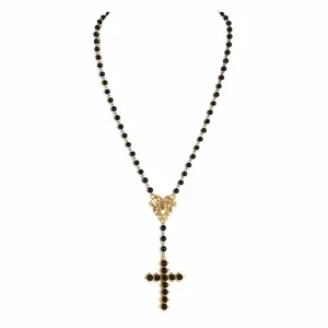 Saint Cross Vine Rosary Necklace - Mystic Black