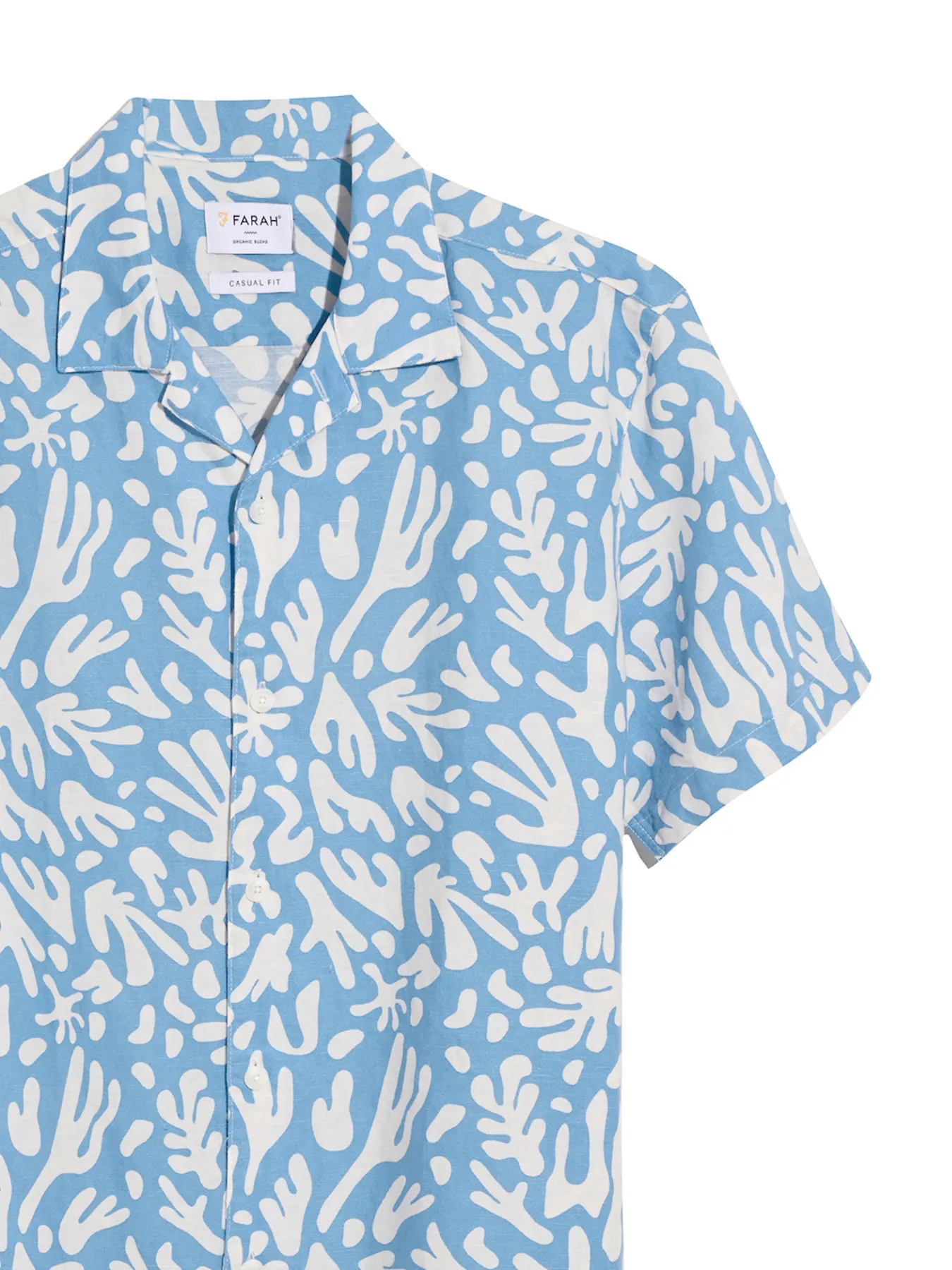 Saunders Short Sleeve Revere Print Shirt In Arctic Blue