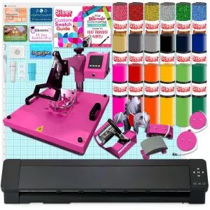 Silhouette Cameo 5 PRO MK-II with 8-in-1 Pink Heat Press & Siser HTV