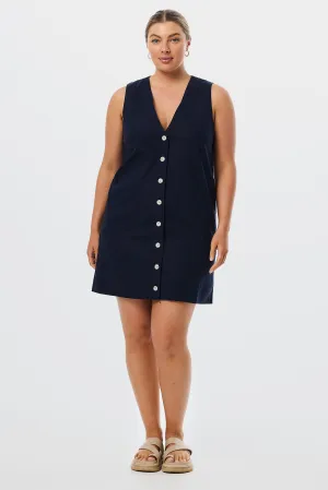 V Neck Mini Dress - Navy